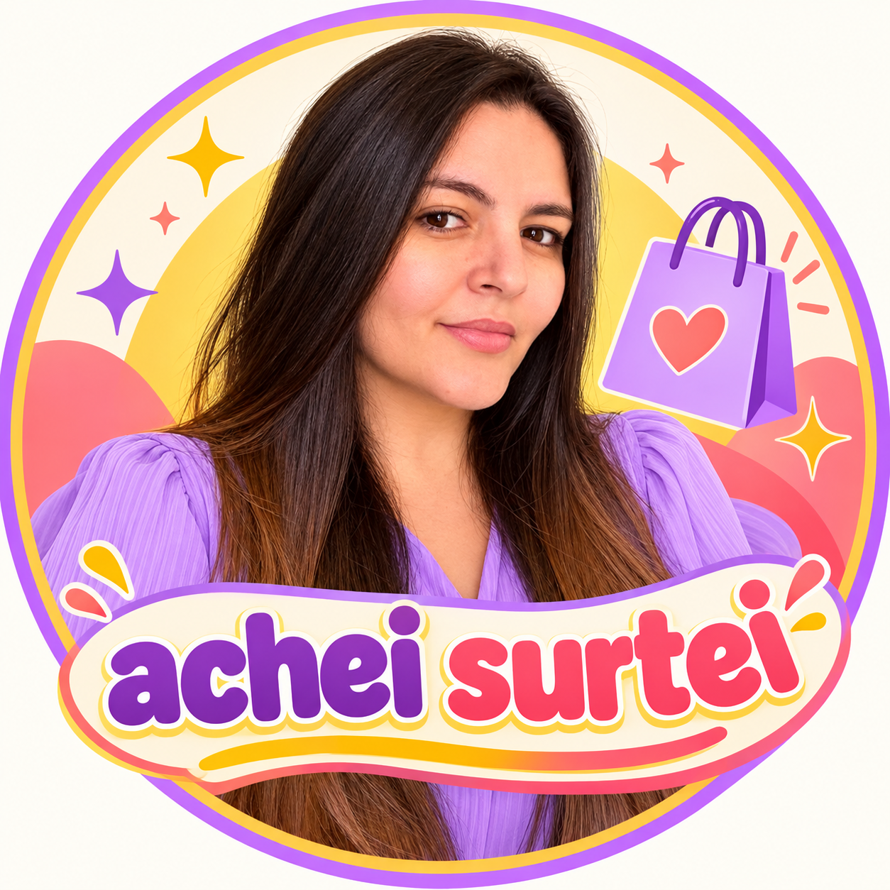 Retrato ilustrado da criadora do Achei Surtei
